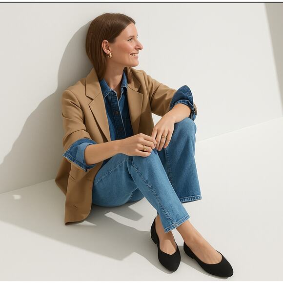 Rothy’s The Flat Round Toe Ballet in Black Solid – Size 6 - Picture 2 of 7